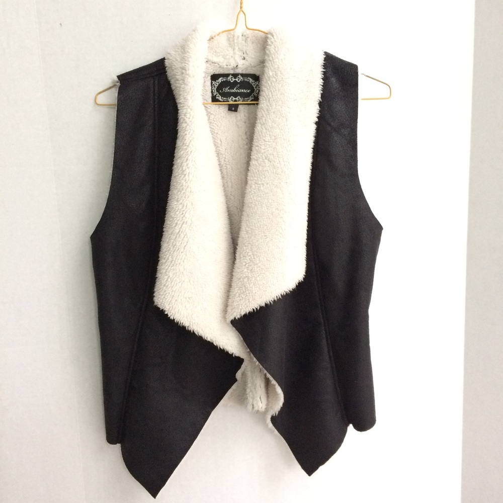 Ambiance Black w/ White faux fur Vest